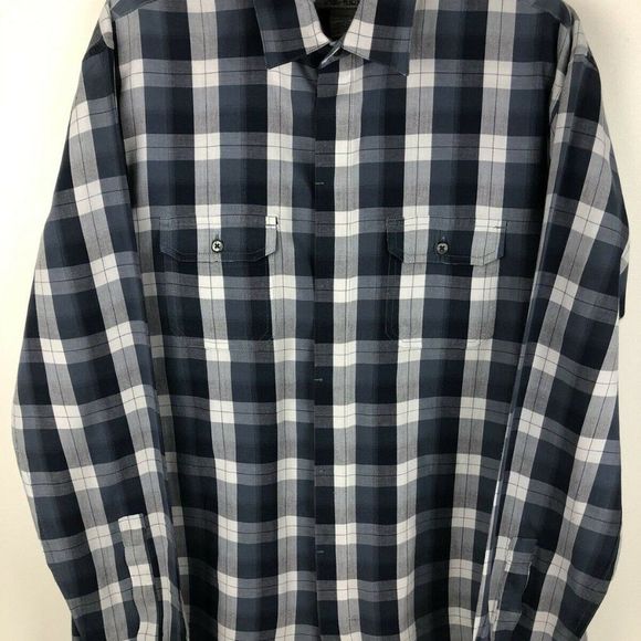 SPRING MERCER Mens Long Sleeve Front Pockets PLAID Shirt Blue Size XL - Picture 1 of 11